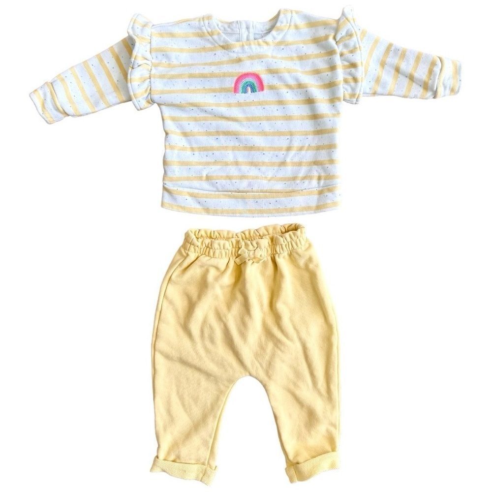 Baby Gap Girls Long Sleeve Embroidered Rainbow Stripe Outfit. 3-6 Months.